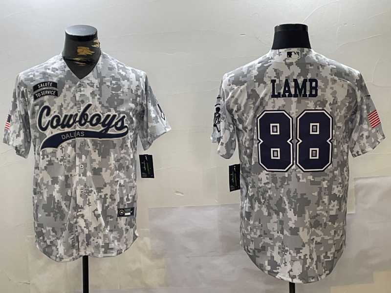 Mens Dallas Cowboys #88 CeeDee Lamb Arctic Camo 2024 Salute to Service Stitched Baseball Jersey